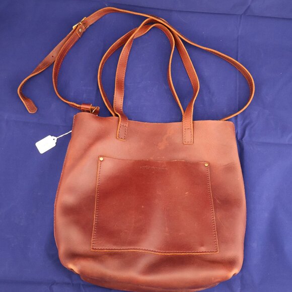 Portland Leather Handbags - Large Lola Zipper Crossbody Tote in color "Cognac"